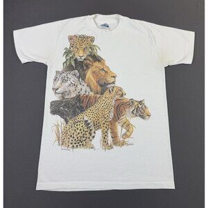 Rare Vintage 80s 1989 Harlequin Animal Tee Lion Tiger Cheetah Single Stitch Tee